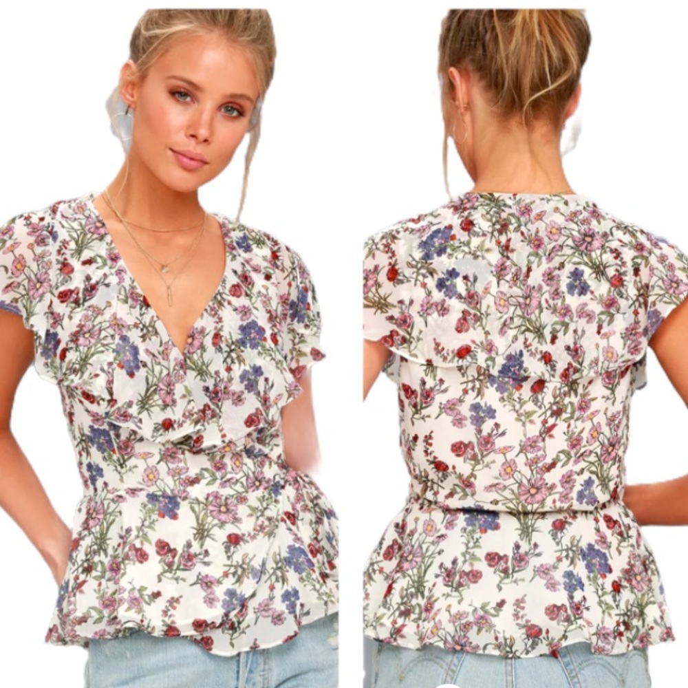 Lulu’s Lucrezia Floral Wrap Top M LAST PRICE DROP B4 DONATION